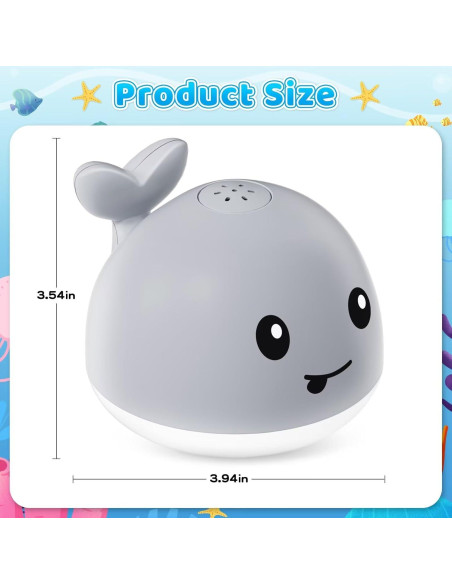 Juguete de Baño Ballena LED Recargable para Bebés 6-36 Meses