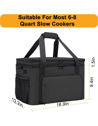 Bolsa de Transporte Aislada Wigojoy para Olla de Cocción Lenta 6-8 Qt
