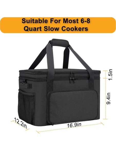 Bolsa de Transporte Aislada Wigojoy para Olla de Cocción Lenta 6-8 Qt