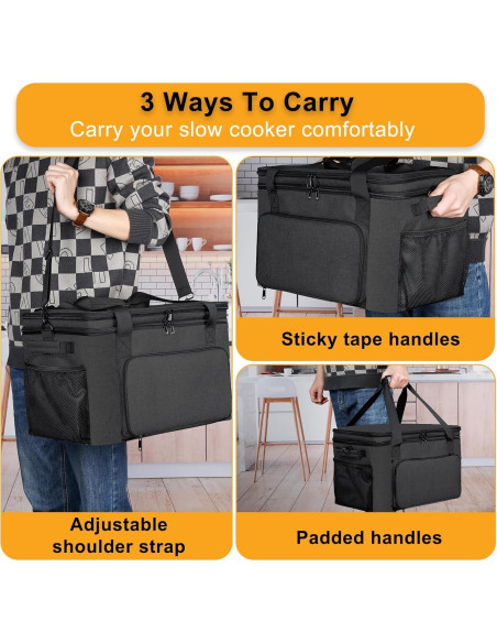 Bolsa de Transporte Aislada Wigojoy para Olla de Cocción Lenta 6-8 Qt