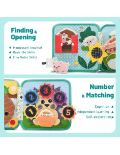 Libro Ocupado Montessori Silouka Granja 10 Páginas 0-3 Años 2