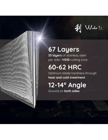 Set de Cuchillos de Chef Wakoli EDIB 3 Piezas Damasco VG10