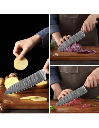 Set de Cuchillos de Chef Wakoli EDIB 3 Piezas Damasco VG10