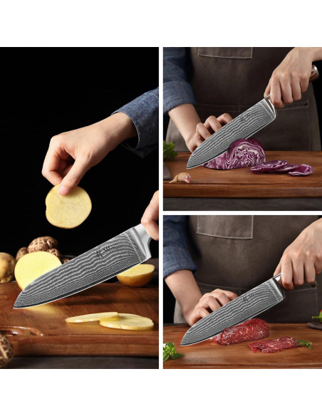 Set de Cuchillos de Chef Wakoli EDIB 3 Piezas Damasco VG10