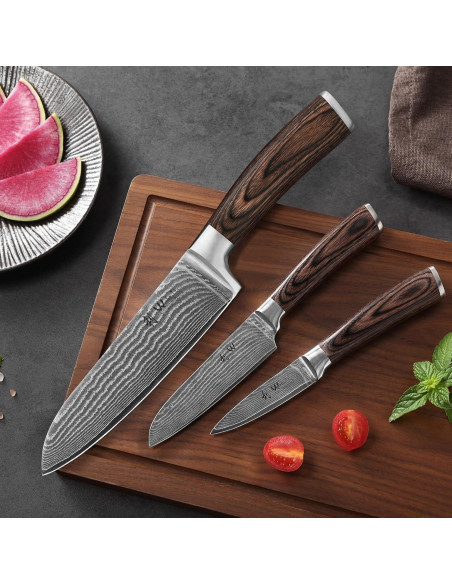 Set de Cuchillos de Chef Wakoli EDIB 3 Piezas Damasco VG10