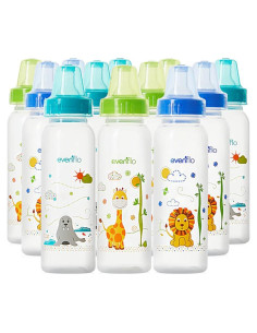 Botellas Estándar Evenflo Feeding Classic Prints 8 Oz - Paquete de 12