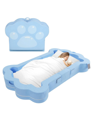 Cama Portátil para Niños Mmucco 140x87 cm Azul Suave