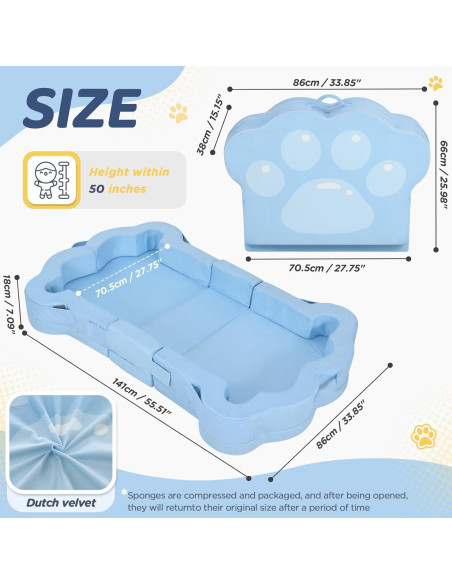 Cama Portátil para Niños Mmucco 140x87 cm Azul Suave