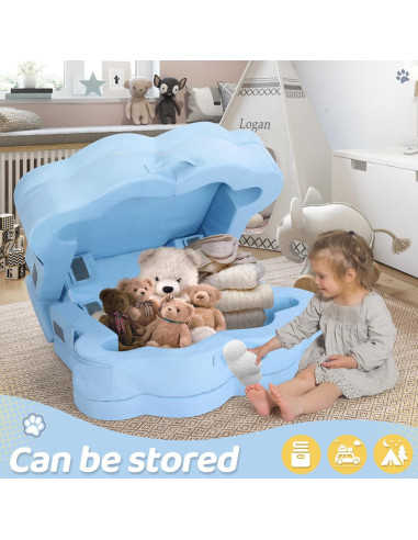 Cama Portátil para Niños Mmucco 140x87 cm Azul Suave