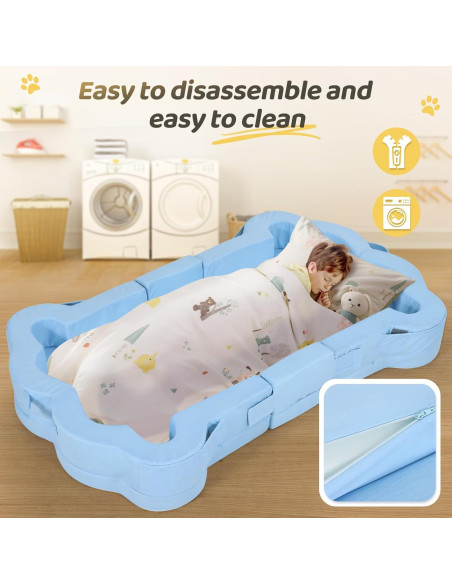 Cama Portátil para Niños Mmucco 140x87 cm Azul Suave