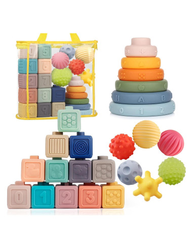 Juguetes Montessori 3 en 1 SHANTOU Bloques Suaves Bebés 6-12 Meses