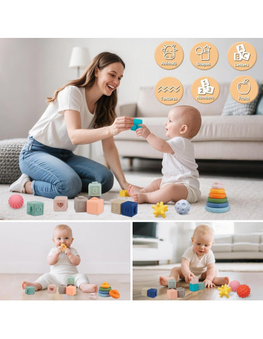 Juguetes Montessori 3 en 1 SHANTOU Bloques Suaves Bebés 6-12 Meses