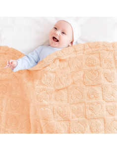 Manta de Bebé Forro Polar Yurhap 76x102cm Corazón a Cuadros 2