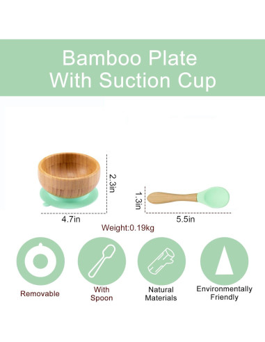 Set de Tazones y Cucharas de Bambú para Bebés HI BABY MONMENT