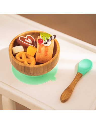 Set de Tazones y Cucharas de Bambú para Bebés HI BABY MONMENT