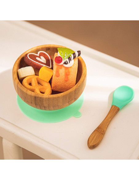 Set de Tazones y Cucharas de Bambú para Bebés HI BABY MONMENT