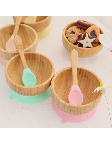 Set de Tazones y Cucharas de Bambú para Bebés HI BABY MONMENT