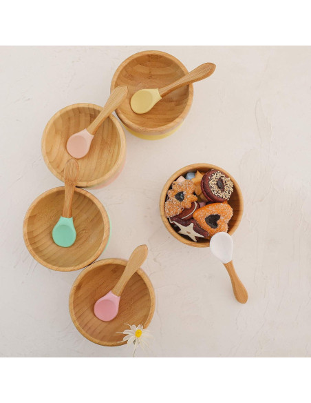 Set de Tazones y Cucharas de Bambú para Bebés HI BABY MONMENT