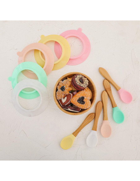 Set de Tazones y Cucharas de Bambú para Bebés HI BABY MONMENT