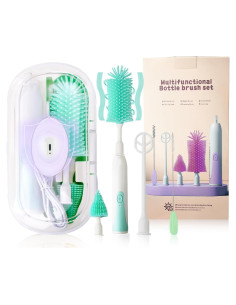 Cepillo Eléctrico 6 en 1 QCBF para Botellas Bebé Verde