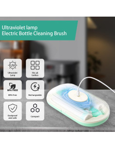 Cepillo Eléctrico 6 en 1 QCBF para Botellas Bebé Verde 2