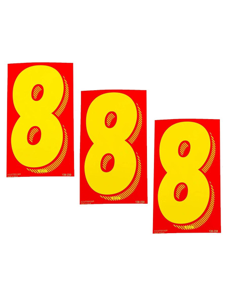 Calcomanías de Vinilo EZ Line Número 8 Amarillo/Rojo 19.05cm