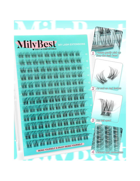 Kit de Extensión de Pestañas MilyBest 10-16mm Natural Wispy