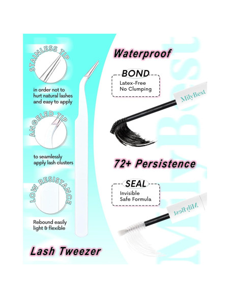 Kit de Extensión de Pestañas MilyBest 10-16mm Natural Wispy