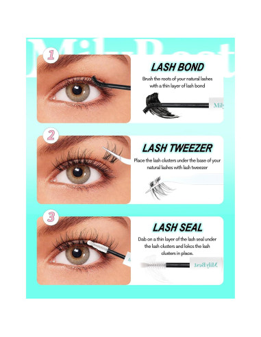 Kit de Extensión de Pestañas MilyBest 10-16mm Natural Wispy