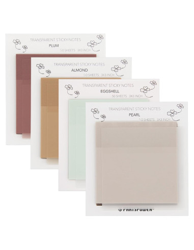 Notas Adhesivas Transparentes Pastel PARTSPOWER 4 Paquetes 7.62x7.62 cm