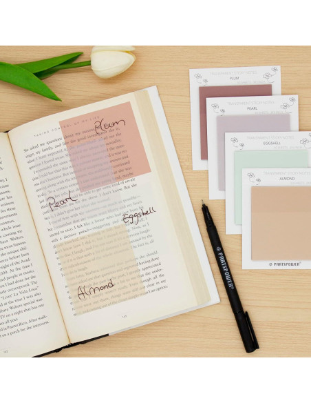 Notas Adhesivas Transparentes Pastel PARTSPOWER 4 Paquetes 7.62x7.62 cm