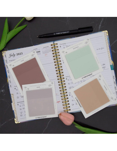 Notas Adhesivas Transparentes Pastel PARTSPOWER 4 Paquetes 7.62x7.62 cm