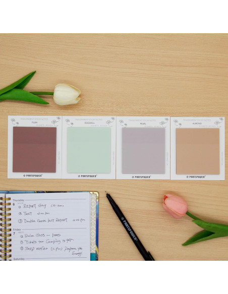 Notas Adhesivas Transparentes Pastel PARTSPOWER 4 Paquetes 7.62x7.62 cm