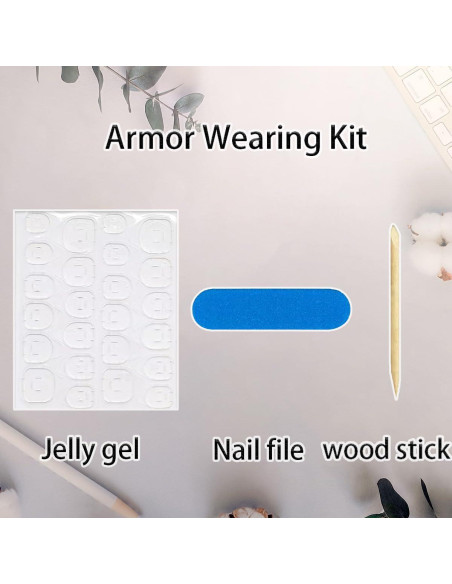 Uñas Postizas Cortas Francesas Marrones WBRRFJJ 24 Pcs