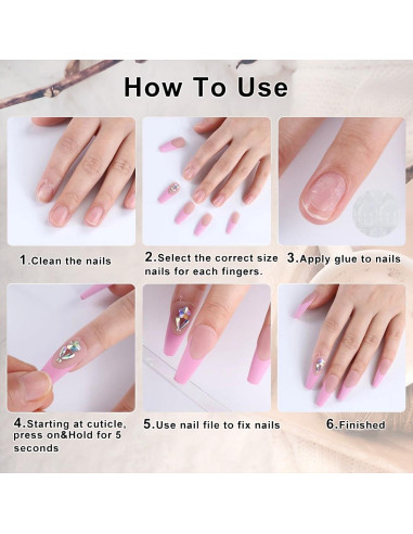 Uñas Postizas Cortas Francesas Marrones WBRRFJJ 24 Pcs