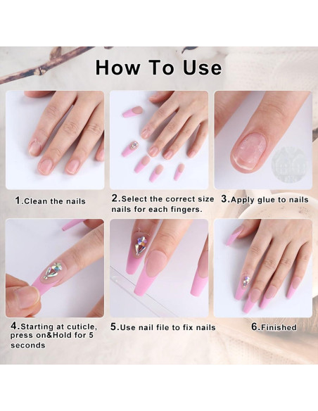 Uñas Postizas Cortas Francesas Marrones WBRRFJJ 24 Pcs