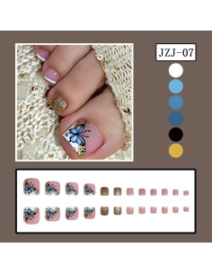 24 Uñas Postizas para Pies Acrílicas GritoSe con Brillo 2