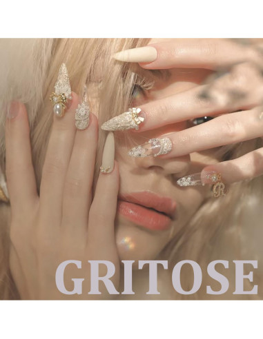 24 Uñas Postizas para Pies Acrílicas GritoSe con Brillo