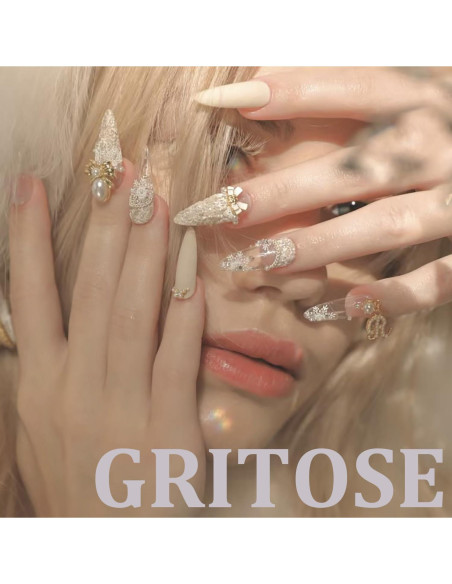 24 Uñas Postizas para Pies Acrílicas GritoSe con Brillo