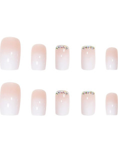 Uñas Postizas Cortas Blancas RikView - Puntas Francesas 24 PCs 2