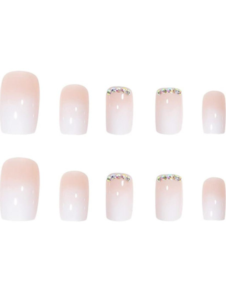 Uñas Postizas Cortas Blancas RikView - Puntas Francesas 24 PCs