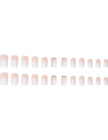 Uñas Postizas Cortas Blancas RikView - Puntas Francesas 24 PCs