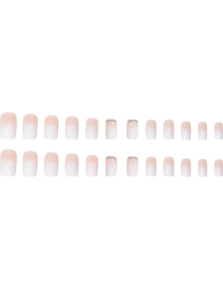 Uñas Postizas Cortas Blancas RikView - Puntas Francesas 24 PCs