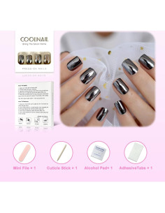 Placas Falsas de Uñas Acrílicas Coolnail Gris Humo Metalizado 2