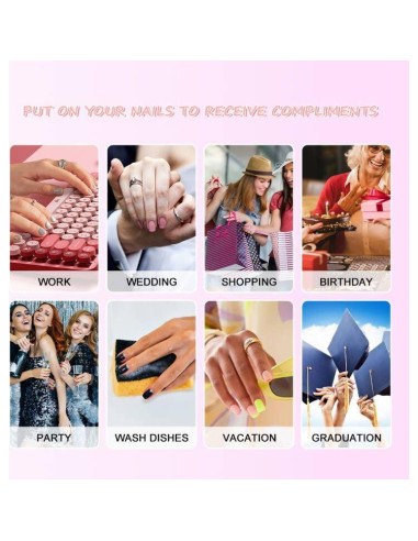 Placas Falsas de Uñas Acrílicas Coolnail Gris Humo Metalizado