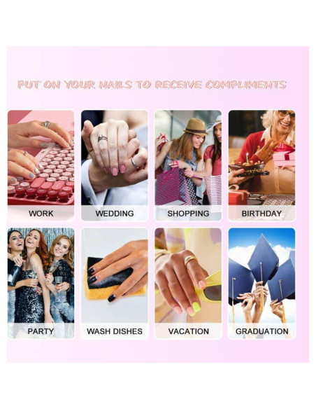 Placas Falsas de Uñas Acrílicas Coolnail Gris Humo Metalizado