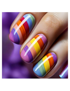 Uñas Postizas Acrílicas GCSQW 24Pcs Cuadradas Arcoíris