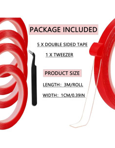 5 Rollos de Cinta Doble Cara 3M para Uñas Postizas 2