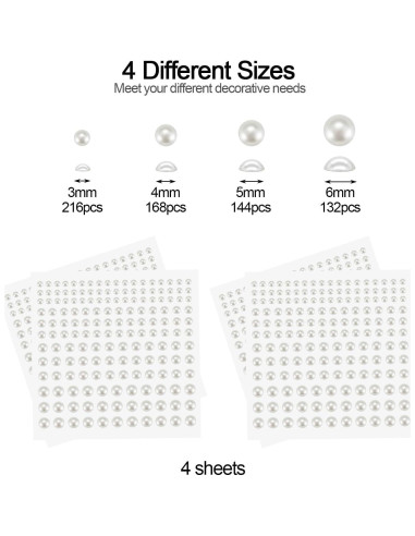 BlingKingdom 660pcs Perlas Autoadhesivas Blancas para Manualidades