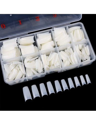 1000 Uñas Falsas Acrílicas Francesas Media Cubierta ABS